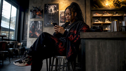 Gamer woman browsing collectible fashion on phone