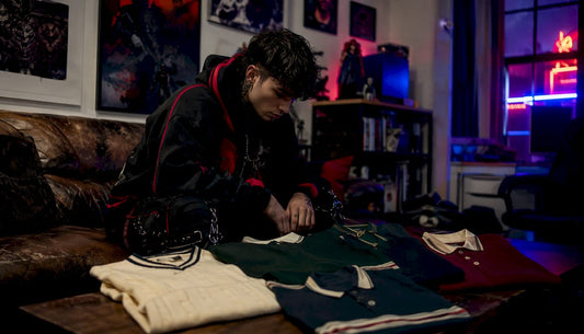 Gamer contemplating prep fashion clothing